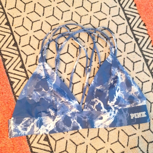 VS PINK BLUE MARBLE BONDED TRIANGLE BRALETTE, SZ LARGE - Picture 1 of 13